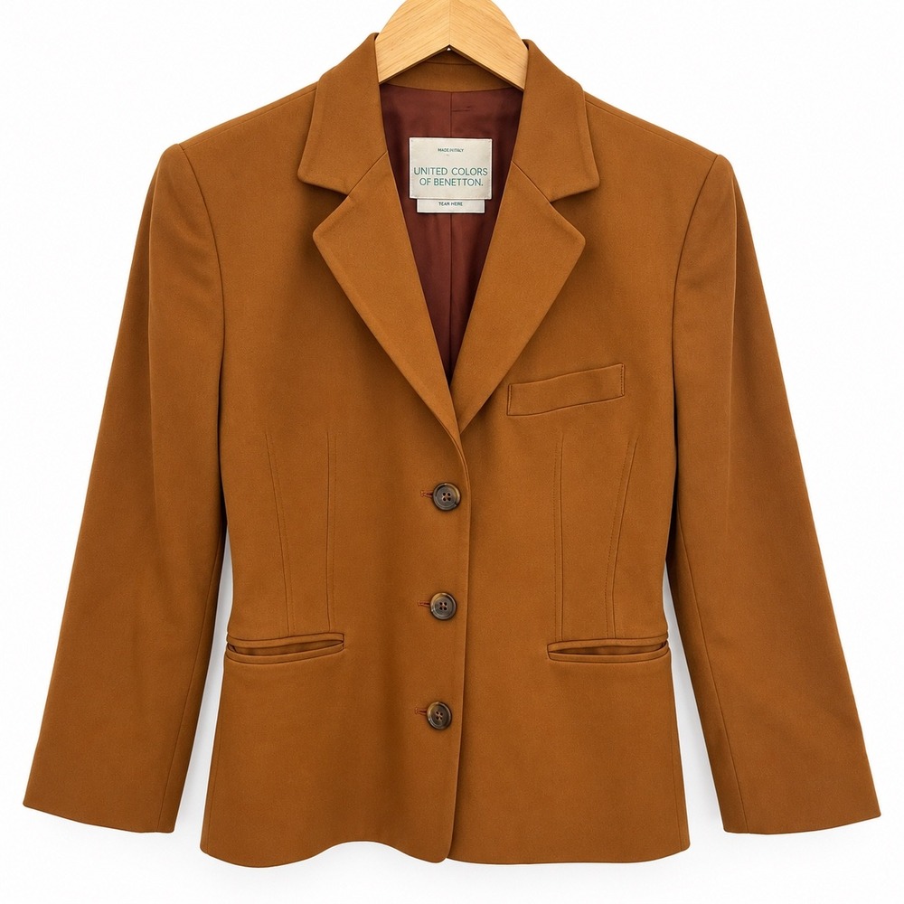 United Colors of Benetton 3 Button Blazer Made in Italy Sz 40 Wool Blend Office